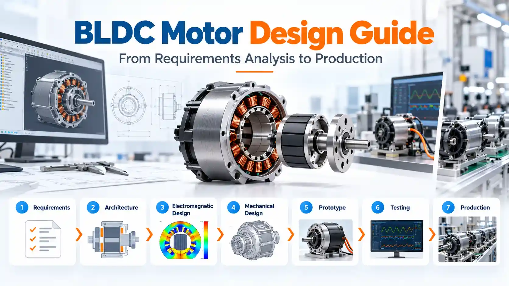 BLDC Motor Design Guide showing the complete motor development process