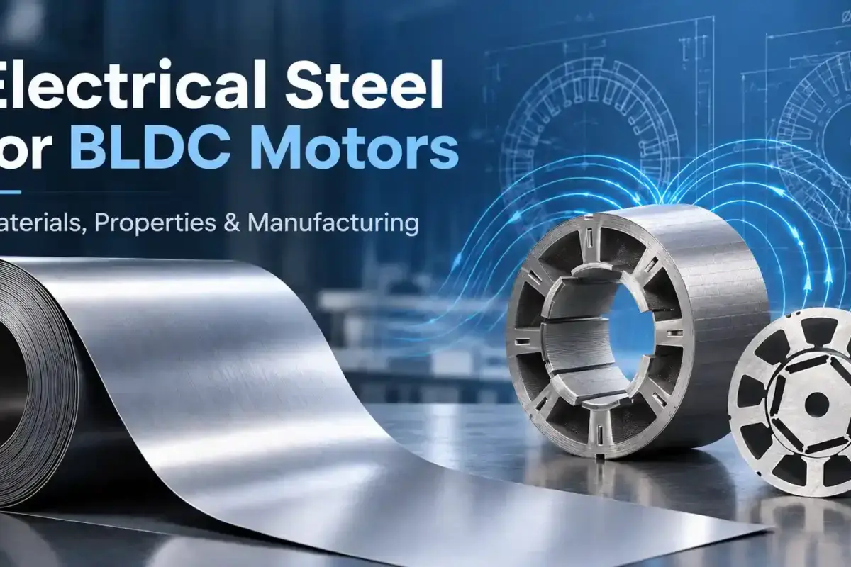 Electrical steel selection for BLDC motors showing stator and rotor core applications
