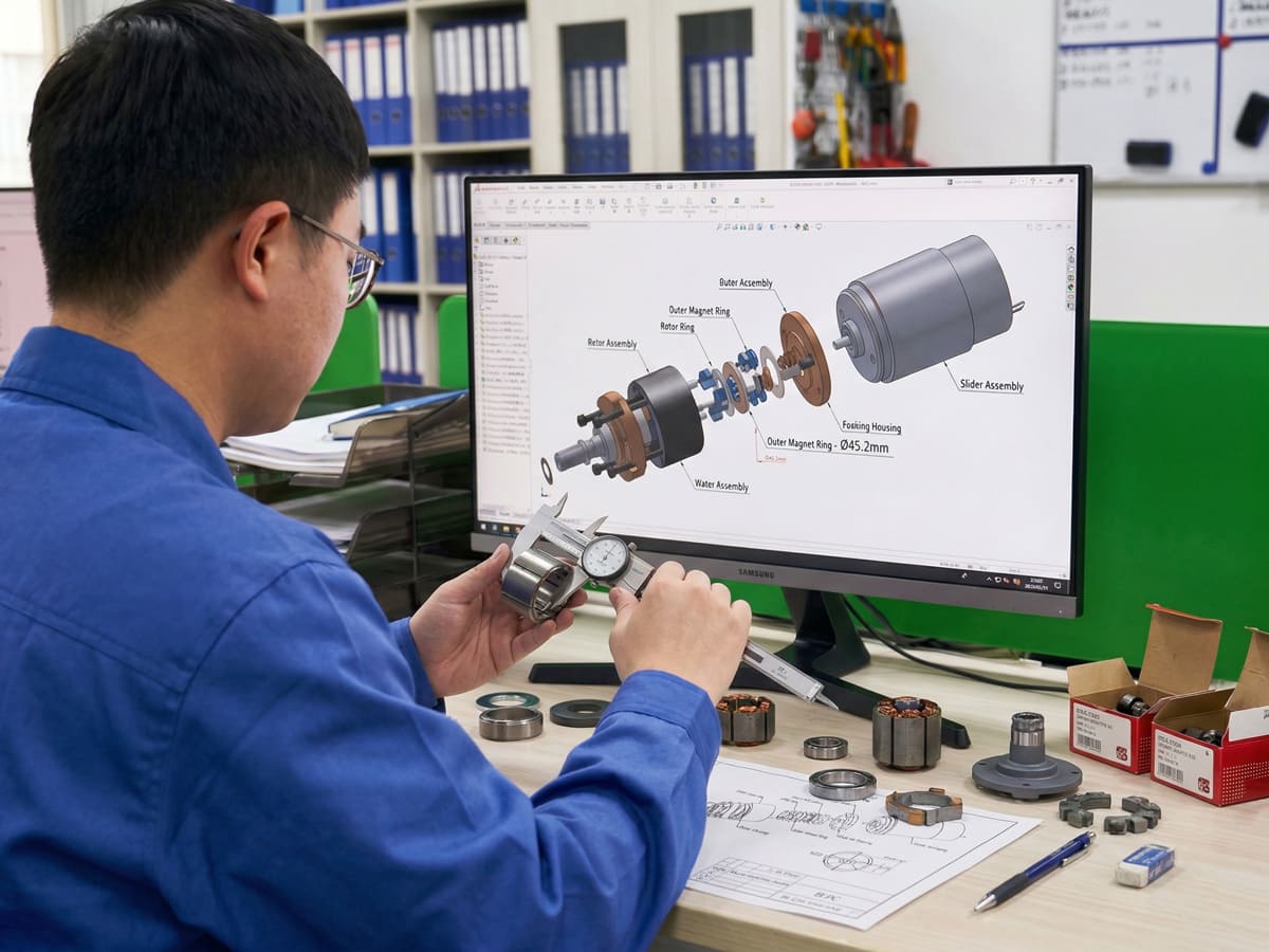 A engineer is checking the motor optimized size