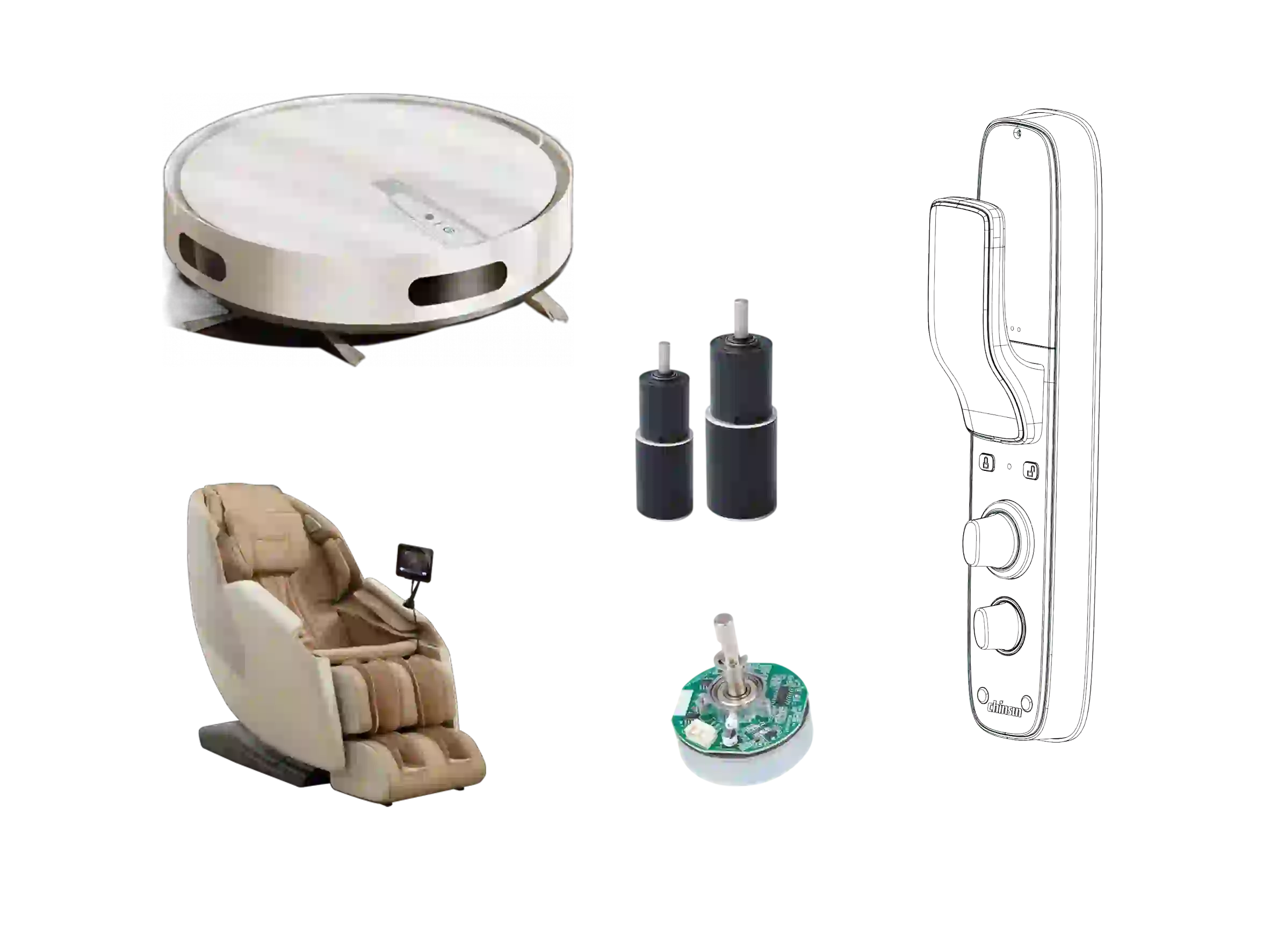 Our custom BLDC motors are also suitable for smart pet feeders and water fountains, smart coffee makers, robotic mops, smart locks and window openers, and massage devices(variable speed, low noise).
