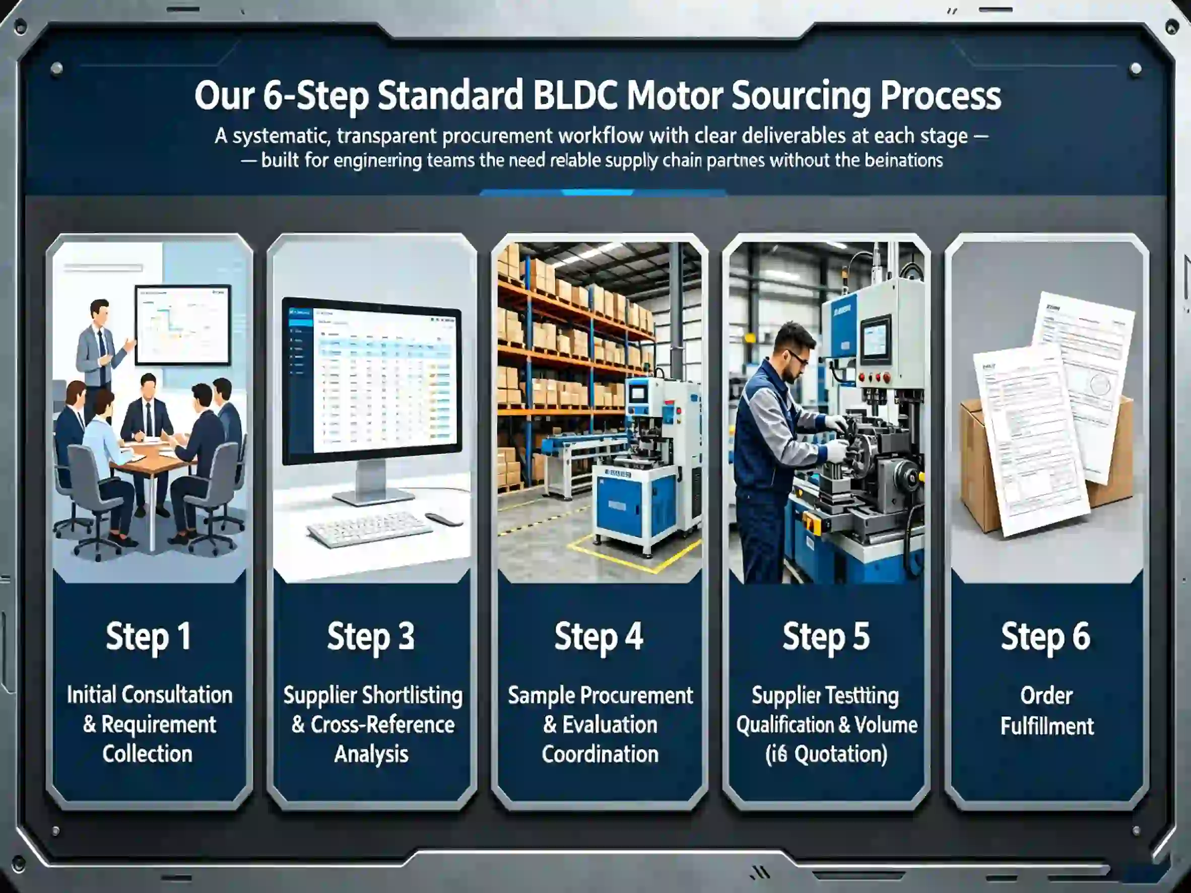 Our 6‑Step Standard BLDC Motor Sourcing Process