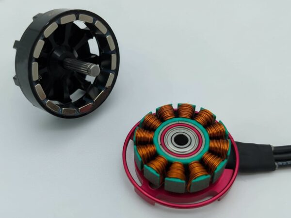 a disassembled UAV outrunner motor rotor bell
