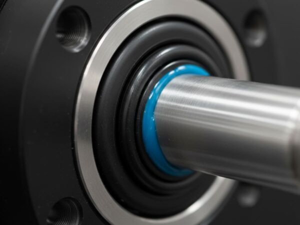 Macro cross-section of an IHS Smart Drive IP68 waterproof electric kayak motor, showing the heavy-duty double O-ring shaft seal designed for continuous underwater immersion.