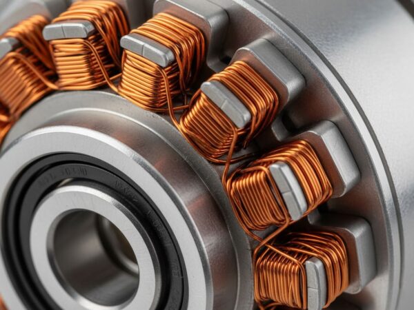 Close-up of the internal skewed stator and high-precision bearings inside an IHS Smart Drive brushless kayak motor, engineered for ultra-quiet, friction-free operation below 50 dB.