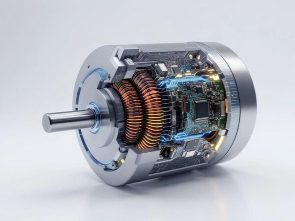 Laser tachometer test confirming 120,000 RPM high-speed performance of an IHS Smart Drive compact BLDC motor for smart vacuum cleaners.