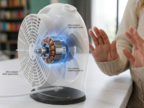 Anechoic chamber testing of an IHS Smart Drive ultra-low noise BLDC motor, demonstrating